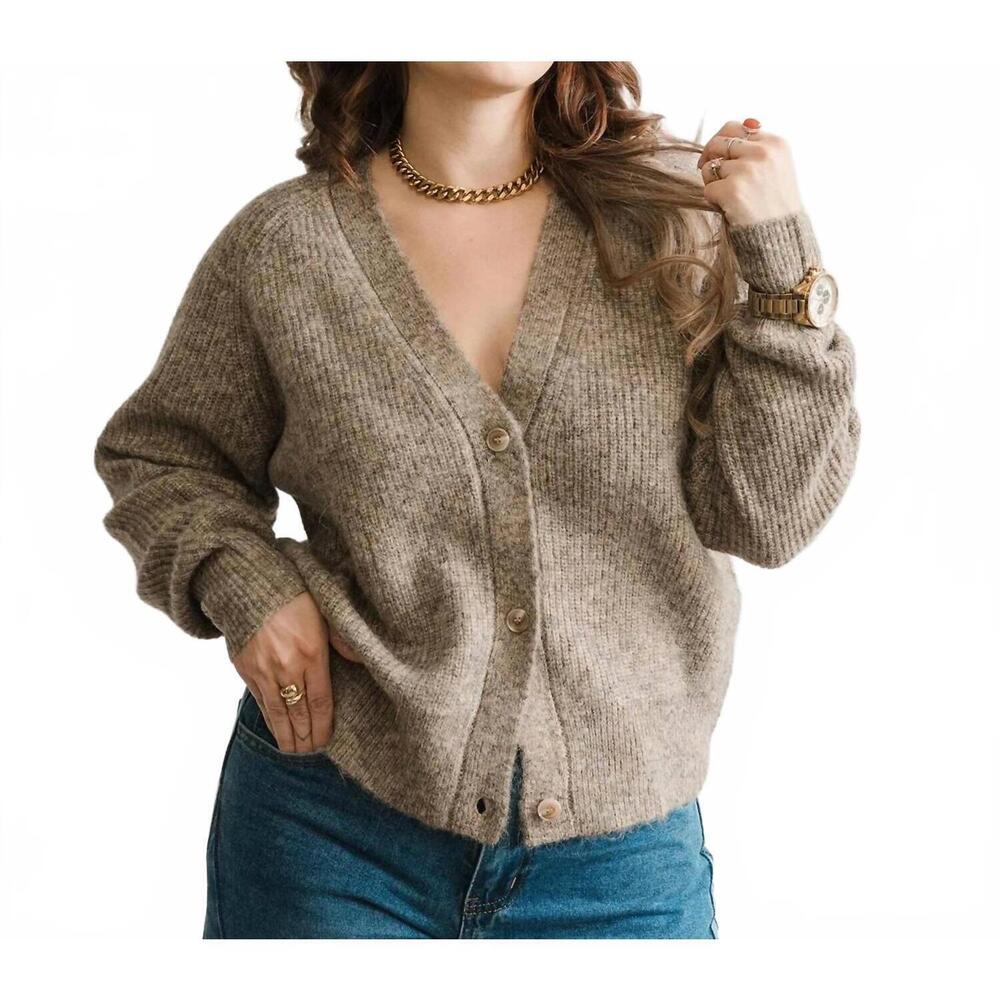 NEW RHYTHM. quinn knit cardigan in brown